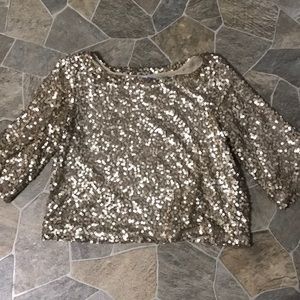Gold sequin quarter sleeve top
